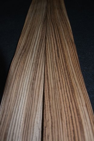 Zebrano fineer 225 x 9-13 cm | 0.6 mm | 0,25m² 