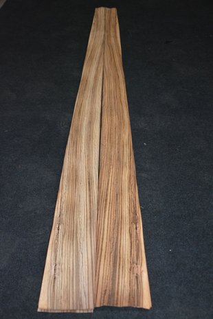 Zebrano fineer 225 x 9-13 cm | 0.6 mm | 0,25m² 