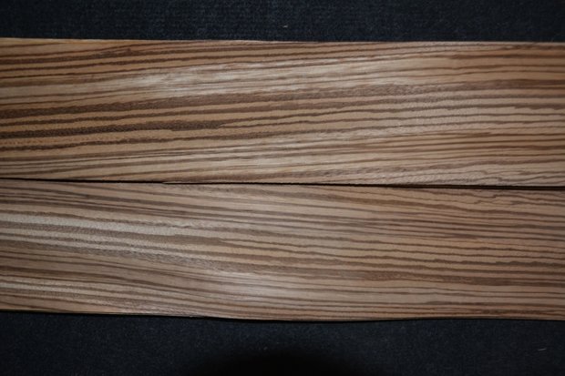 Zebrano fineer 225 x 9-13 cm | 0.6 mm | 0,25m² 