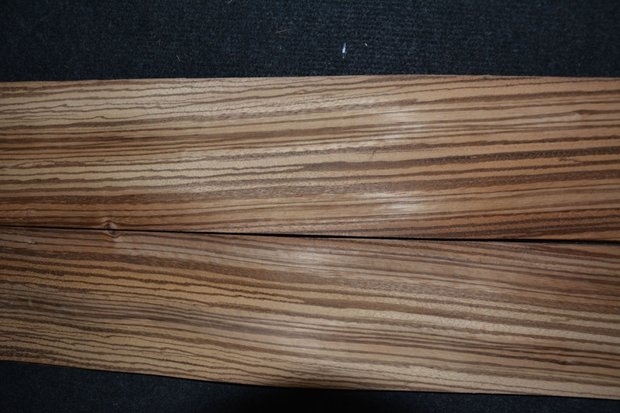 Zebrano fineer 195 x 11x11,5 cm | 0.6 mm | 0,22m² 