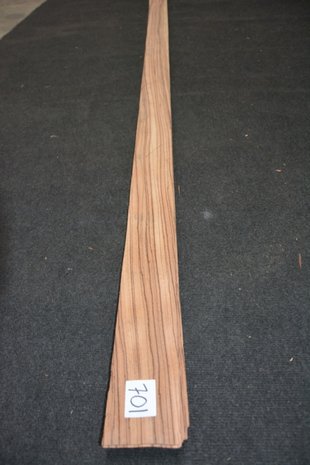 Zebrano fineer 280 x 9-12 cm | 0.6 mm | 0,294m²