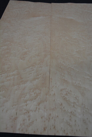 Esdoorn fineer 76 x 25cm | 0,188 m2 | 0.6 mm | Birdseye Maple Vogelaugen Ahorn